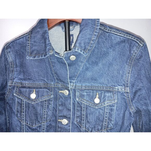 GAP, Faded Look, Dark Denim / Jean Jacket, Woman Size S - Picture 3 of 5